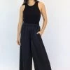 Among The Brave Super Luxe Black Elastic Waist Wide Leg Satin Pant New In