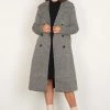 Esmaee Modrian Black White Herringbone Coat New In