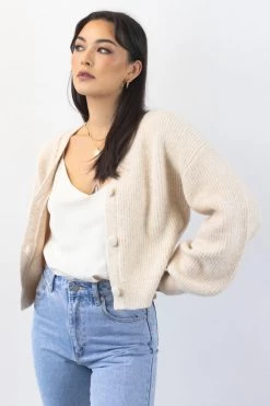 Among The Brave Wholesome String Chunky Blousen Sleeve Cropped Cardigan Knitwear