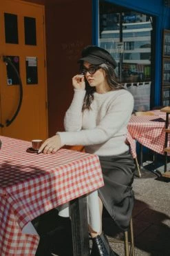 Among The Brave Lovable Candyfloss Eyelash Yarn Cropped Crew Neck Knit Knitwear