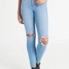 Rollas Eastcoast Ankle Ocean Blue Worn Knee Rip Skinny Denim Jean