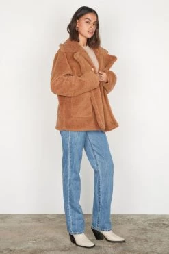 Esmaee Elsewear Toffee Double Breasted Teddy Jacket New In