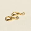 Brie Leon 925 Renondo Drop Earrings Gold Plated Clear Stone Drop Detail