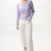 Among The Brave New In Inspired Lilac LS Rib Knit Cropped Crew Neck Top