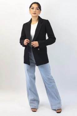 Ivy + Jack Mason Black Twill Boyfriend Blazer Jackets & Coats