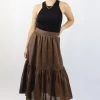 Ivy + Jack Hope Chocolate Linen Tiered Midi Skirt