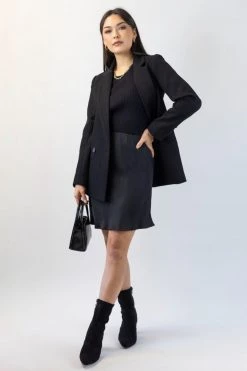 Among The Brave Lovers Black Cupro Bias Cut Mini Skirt