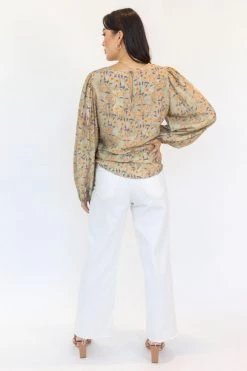 Ivy + Jack Selena Pistachio Floral Blouson LS Top New In