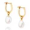 Linda Tahija Baroque Pearl Basic 14k Gold Plated Hoop Earring