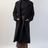 Federation Jackets & Coats Sliced Double Breasted Long Black Wool Coat