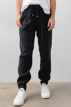 Among The Brave Fast Track Black Elastic Waist Tapered Cupro Jogger Pants