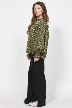 Leo + Be Inconsistent Khaki Floral Silky Top New In