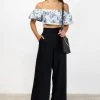 Among The Brave Instinct Black Flat Front Stretch Back Wide Leg Pant Pants