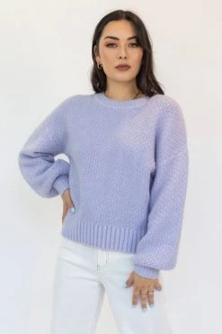 Among The Brave Keeper Lilac Chunky Textured Boxy Balloon Sleeve Knit New In