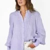 Among The Brave Hero Lilac Linen Pintuck LS Puff Sleeve Shirt Tops & Tees