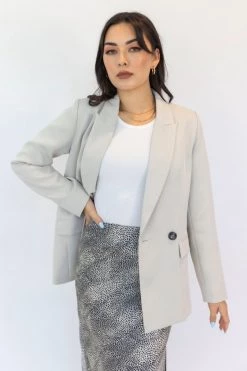 Ivy + Jack Cooper Cloud Textured Crepe Boyfriend Semi Fitted Blazer New In