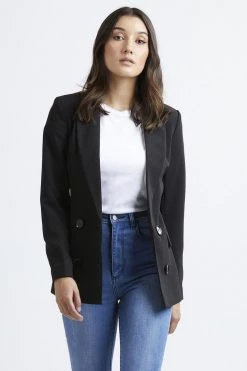 Leila + Luca Milla Black Crepe Double Breasted Blazer