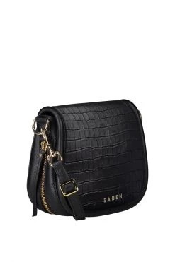 SABEN Bags Sadie Black Croc Saddle Shoulder Bag Support Local