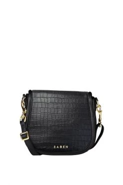 SABEN Bags Sadie Black Croc Saddle Shoulder Bag Support Local