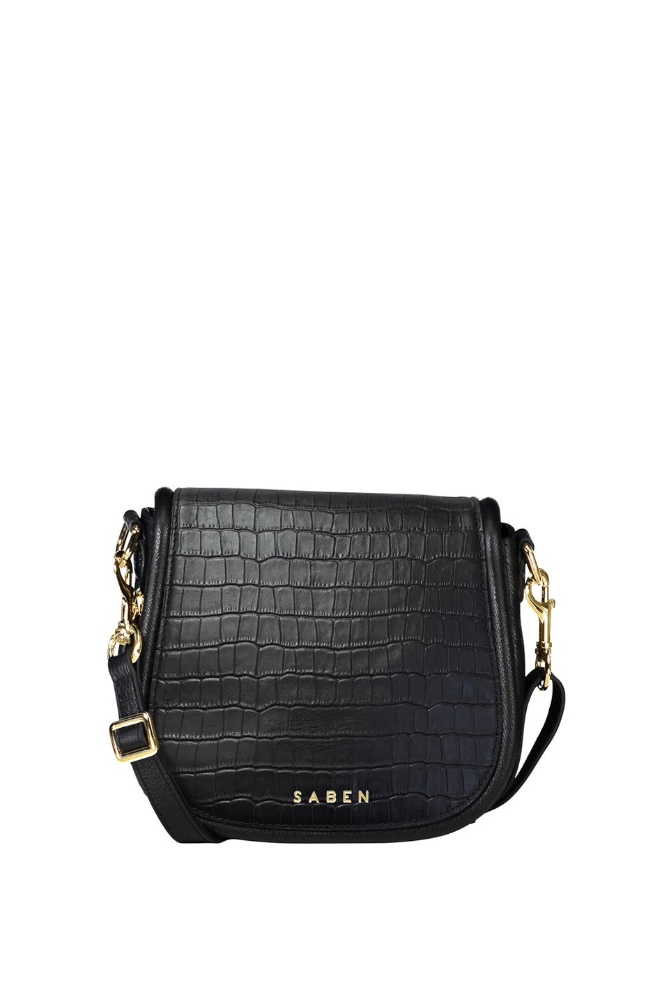 SABEN Bags Sadie Black Croc Saddle Shoulder Bag Support Local
