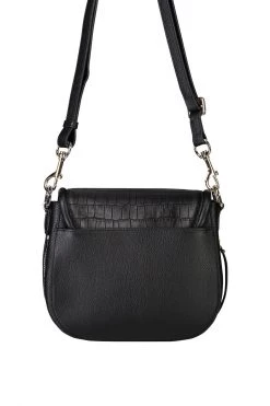 SABEN Bags Sadie Black Croc Saddle Shoulder Bag Support Local