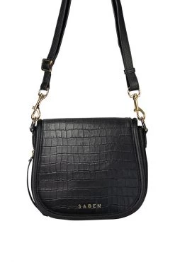 SABEN Bags Sadie Black Croc Saddle Shoulder Bag Support Local