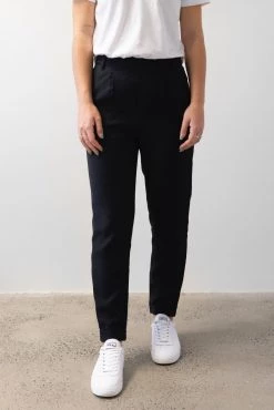 Among The Brave New In Essential Black Tapered Viscose Boyfriend Cuffed Pant