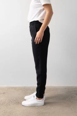 Among The Brave New In Essential Black Tapered Viscose Boyfriend Cuffed Pant