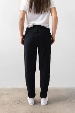 Among The Brave New In Essential Black Tapered Viscose Boyfriend Cuffed Pant