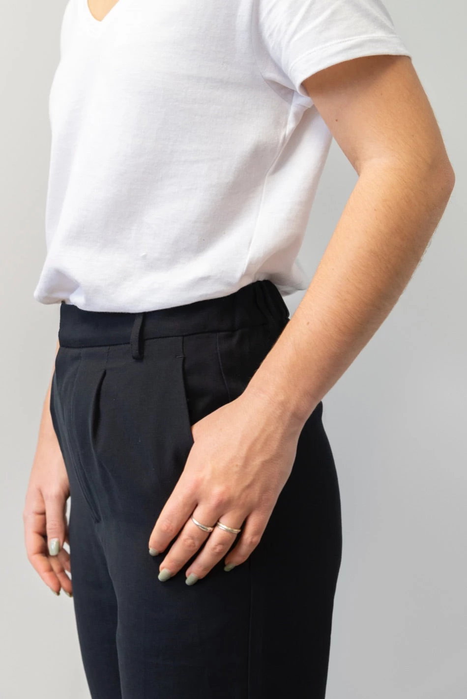 Among The Brave New In Essential Black Tapered Viscose Boyfriend Cuffed Pant