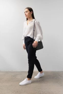 Among The Brave New In Essential Black Tapered Viscose Boyfriend Cuffed Pant