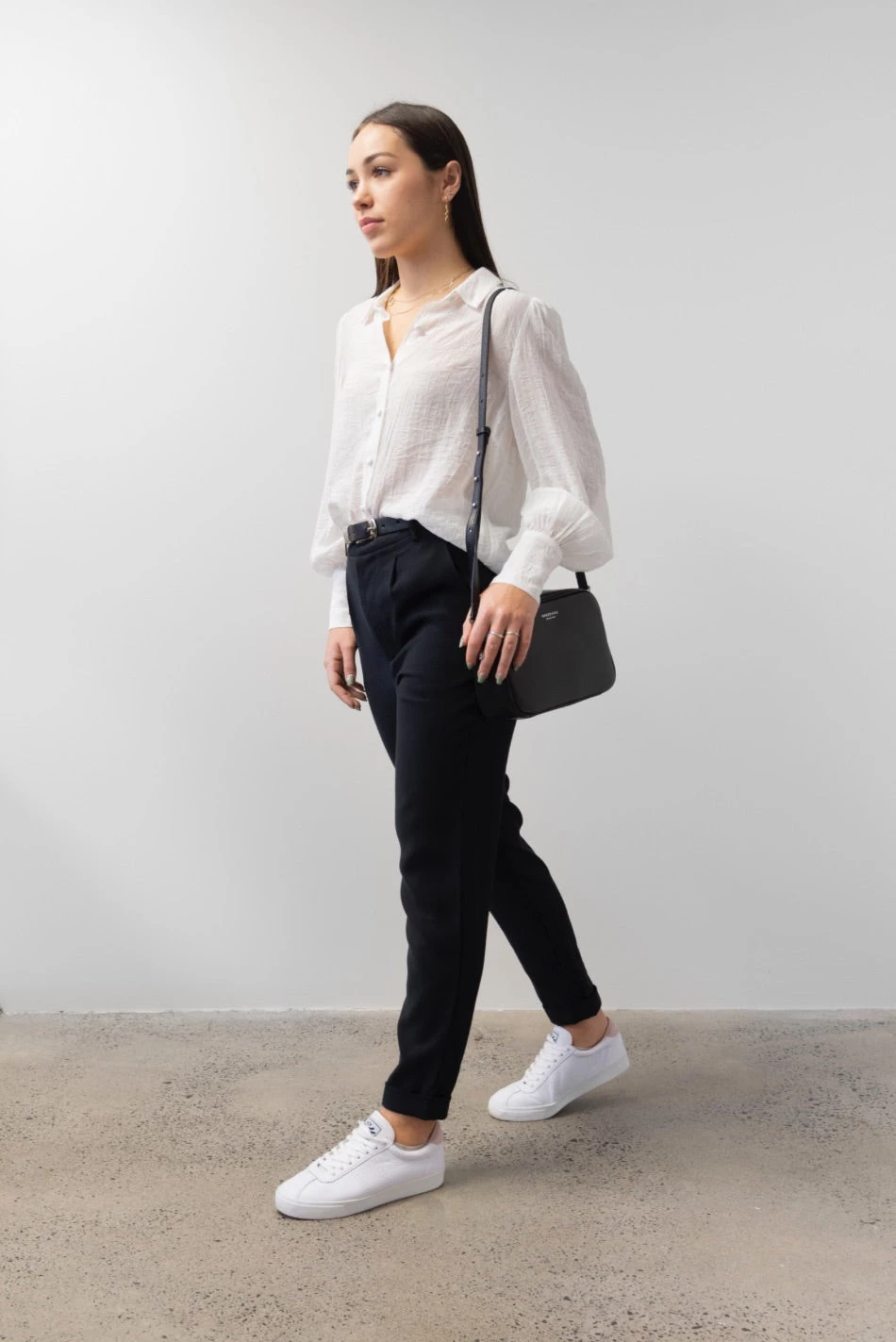 Among The Brave New In Essential Black Tapered Viscose Boyfriend Cuffed Pant