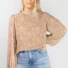 Ivy + Jack Frankie Caramel Mini Leopard Blouson Sleeve Top New In