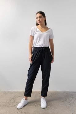 Among The Brave Pants New Love Black Drawstring Drapey Cuffed Pant