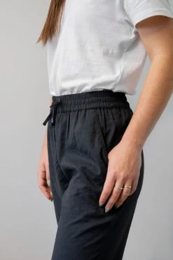 Among The Brave Pants New Love Black Drawstring Drapey Cuffed Pant