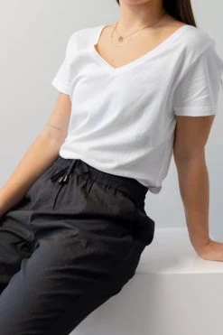 Among The Brave Pants New Love Black Drawstring Drapey Cuffed Pant