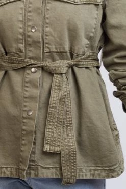 Foxwood Atlas Khaki Tie Waist Shacket Support Local