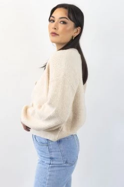 Among The Brave Wholesome String Chunky Blousen Sleeve Cropped Cardigan Knitwear