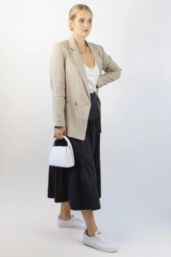 Ivy + Jack Stella Black Poplin Deep Basque Tiered Midi Skirt Skirts