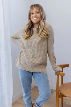 Maxted Bell Crew Drift Wood Super Soft Pullover Knitwear