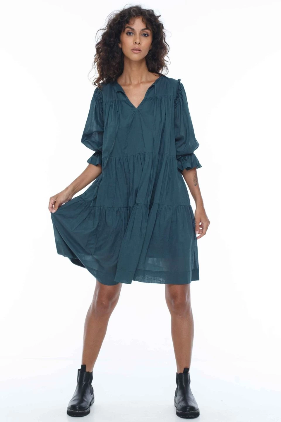 Blak Promise Half Sleeve Basil Tiered Mini Dress New In