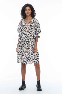 Blak Promise Half Sleeve Khaki Floral Tiered Mini Dress New In