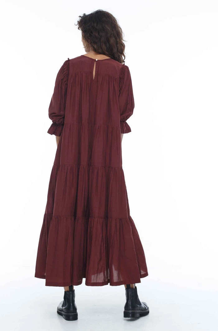 Blak New In Promise Cinnamon Half Sleeve Tiered Midi Dress