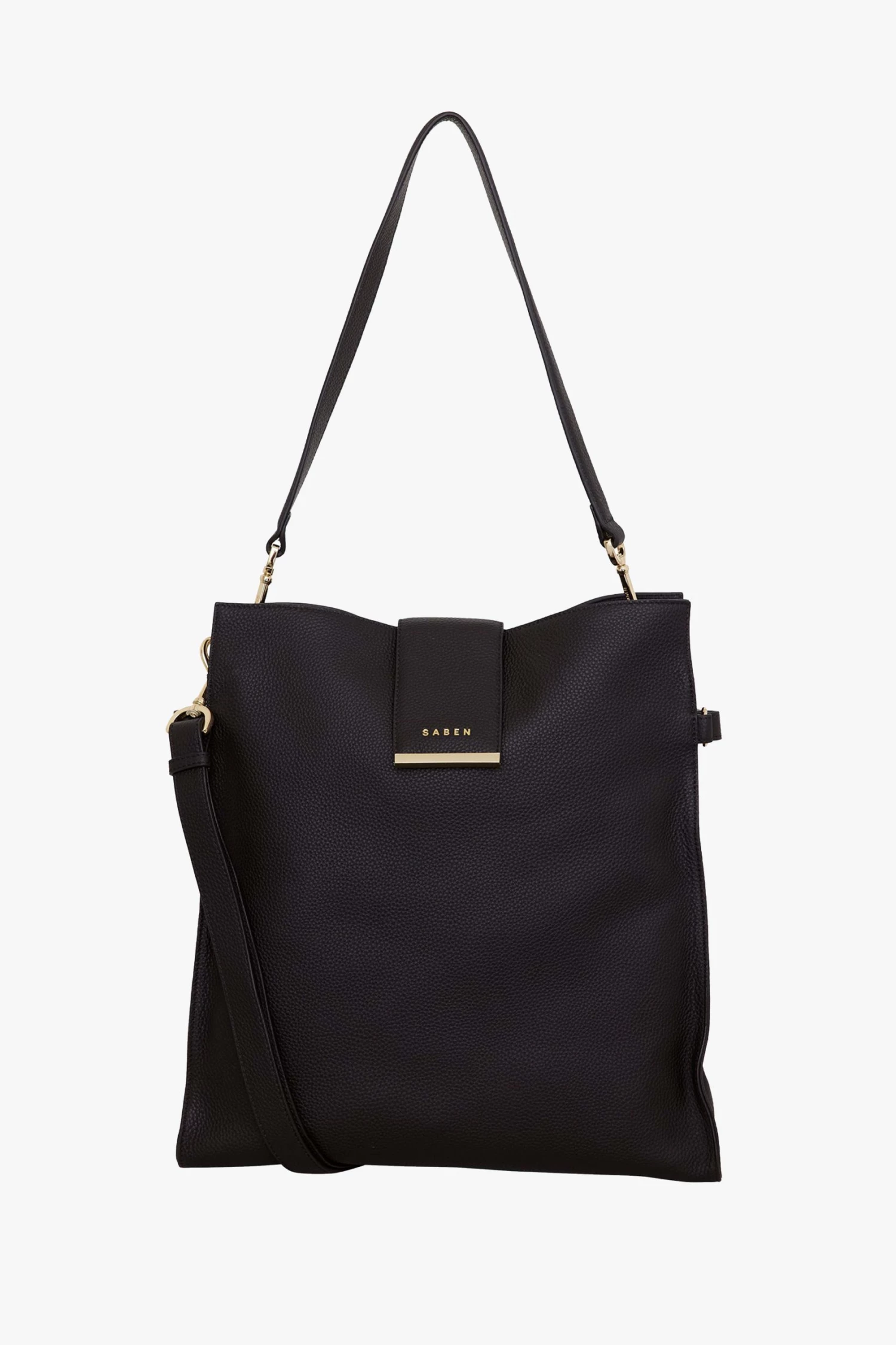 SABEN Bags Babette Black Leather Shoulder Tote Bag