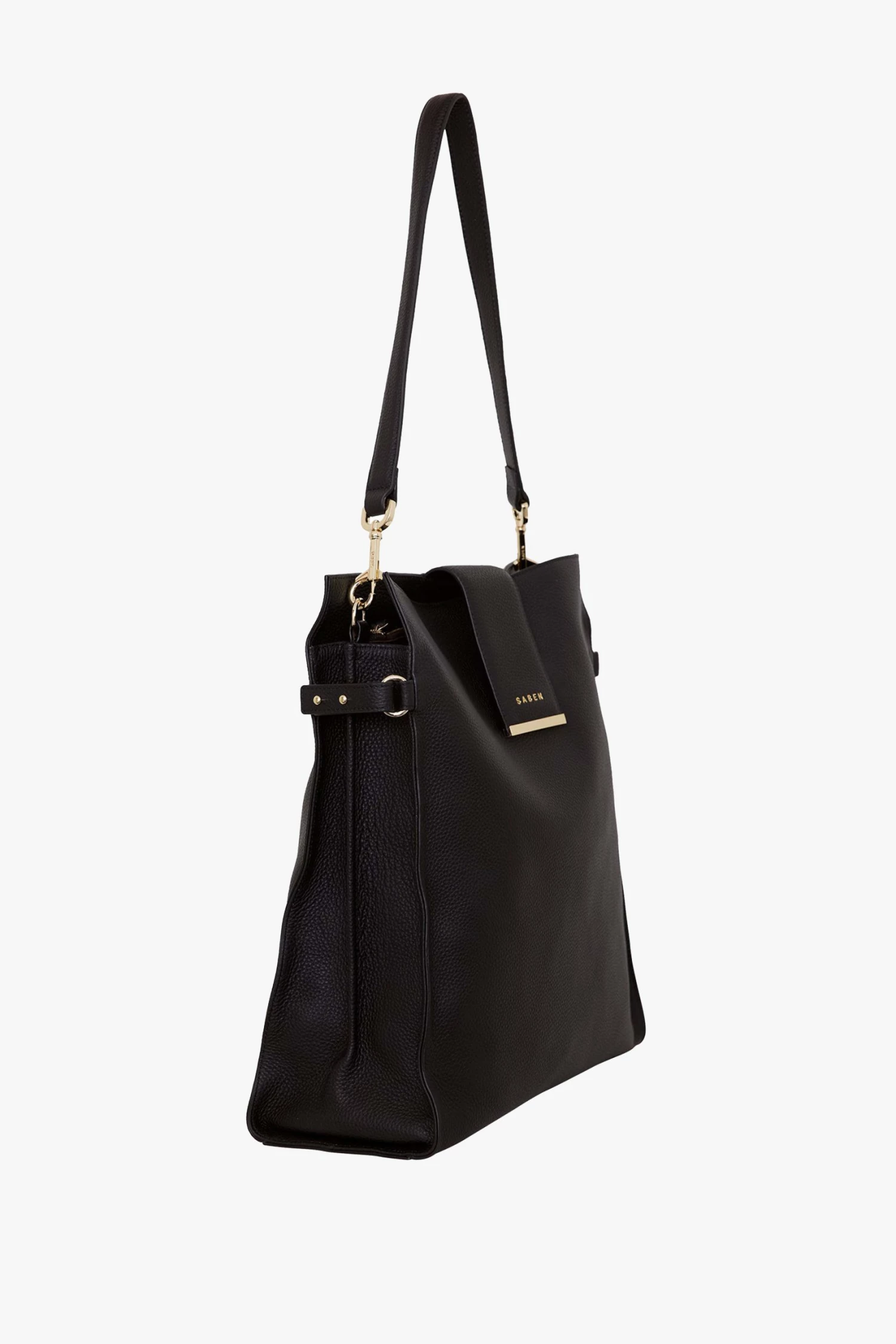 SABEN Bags Babette Black Leather Shoulder Tote Bag