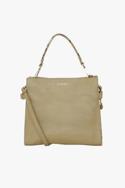 SABEN Bags Bea Tussock Pale Green Python Leather Square Crossbody Bag The Edit