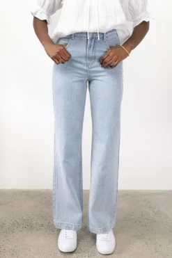 Among The Brave Billie Light Blue High Waist Long Wide Leg Denim Jean