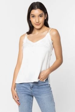 Ivy + Jack Loyal Ivory Satin Lace Trim Cami New In