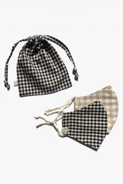 Personal Space Black + Neutral Gingham Face Mask Two Pack
