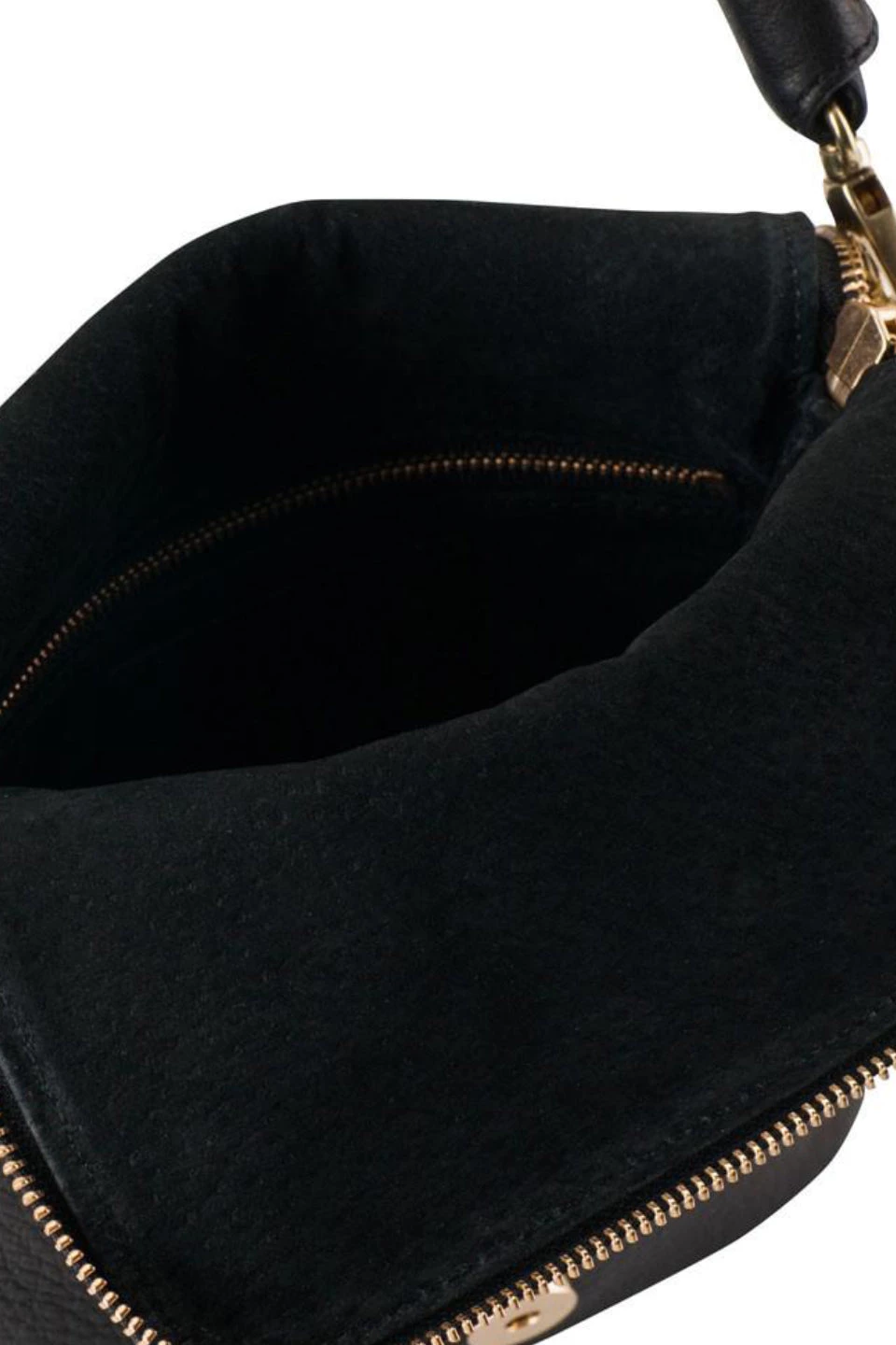 Harry & Co Bobi Leather Fold Over Black Clutch With Gold Chain